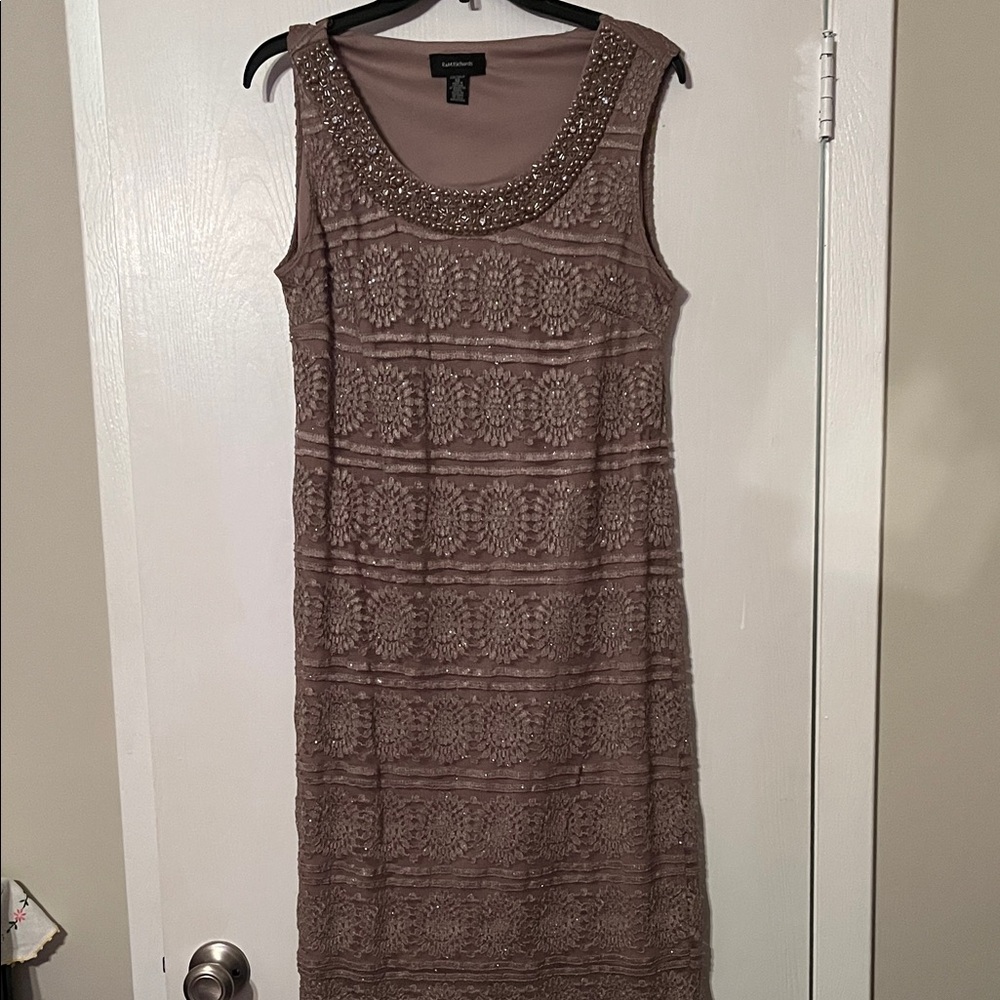 Embellished Mauve Dress with Sheer Overlay - Picture 2 of 5